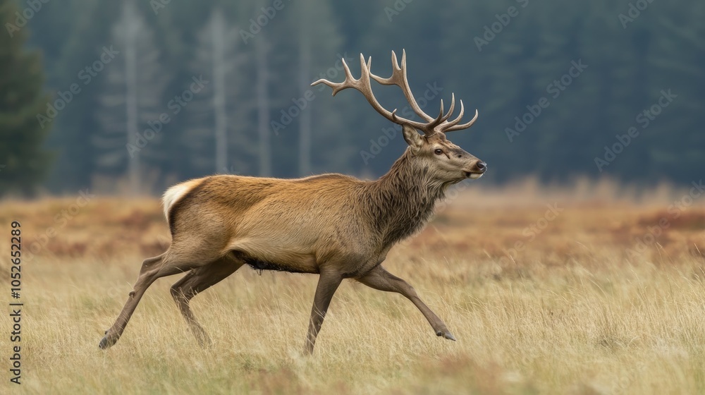 Obraz premium Male deer Cervus elaphus in rutting season
