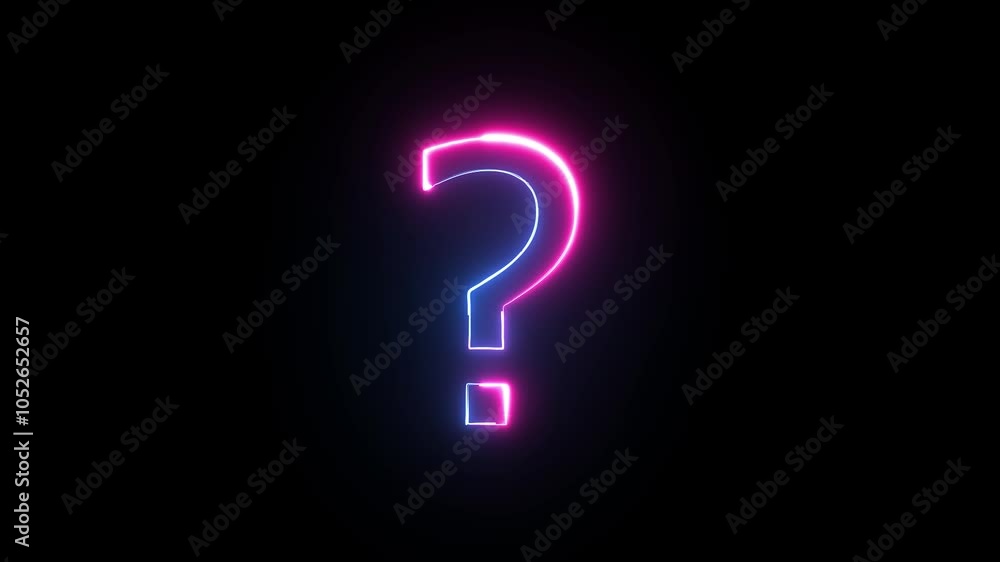 neon Question mark icon animation on black background. Question mark sign. neon Question mark icon animation on black background. Question mark sign.