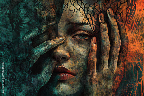 abstract illustration for the rapes of women and children , harassment exploitation awareness program