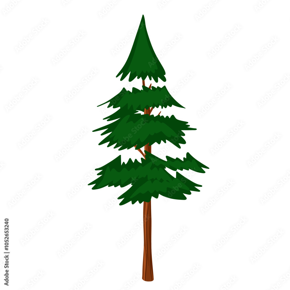 Fototapeta premium Isolated pine tree kids cartoon nature landscape