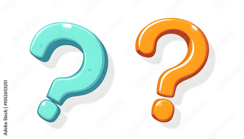 question mark symbols for FAQ isolated with white highlights, png