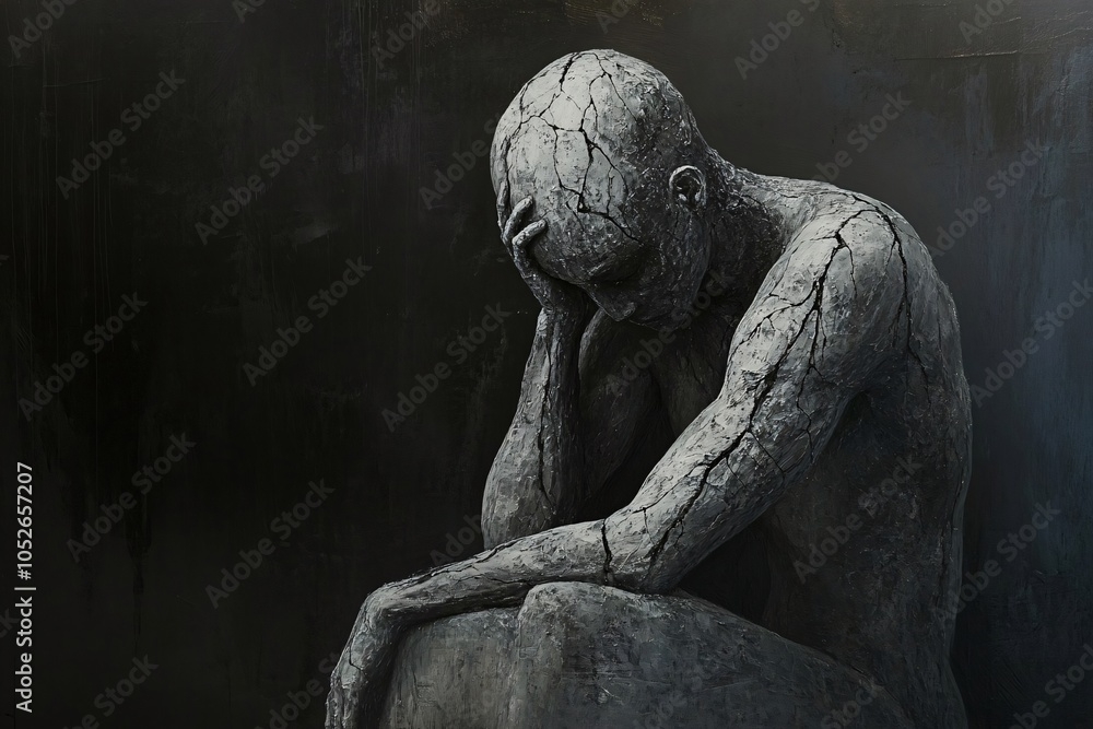 Fototapeta premium The Weight of Despair: A Powerful Depiction of Mental Health