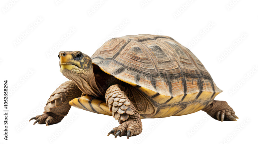 Obraz premium A realistic depiction of a tortoise on a transparent background.
