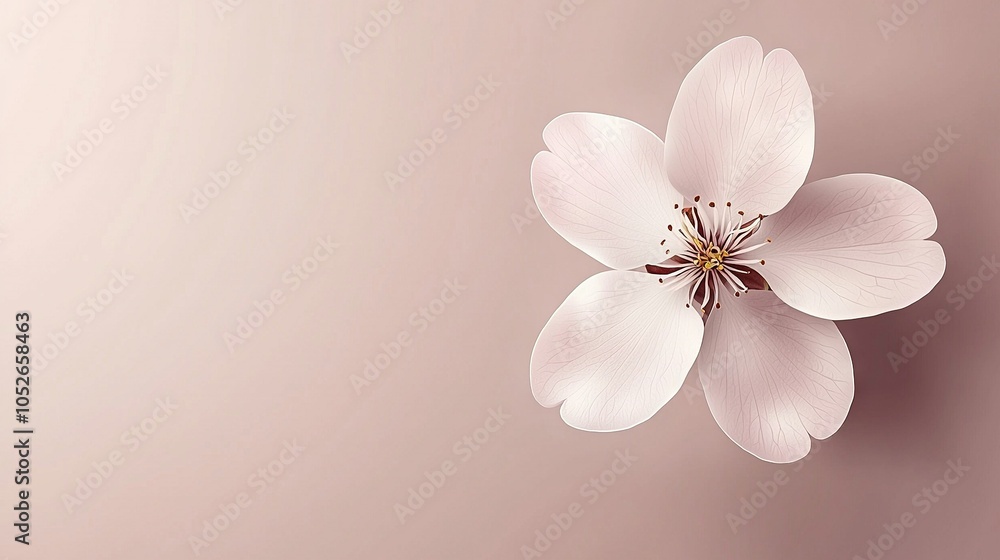 A white flower on a pink background with a brown stippled pattern A white flower on a pink background with a brown stippled pattern