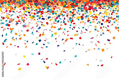 Falling confetti background. Multicolored festive serpentine square small papers falling. Holiday birthday mascarade new year party decorative celebration event design element. Cartoon style vector