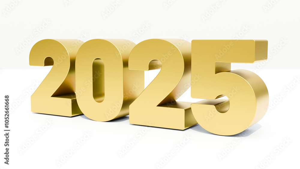 Happy new year 2025 3d illustration. Premium 3d design for poster, banner, greeting, cover and new year 2025 celebration. 2025 new year's gold number on white background. Happy new year 2025 3d illustration. Premium 3d design for poster, banner, greeting, cover and new year 2025 celebration. 2025 new year's gold number on white background.