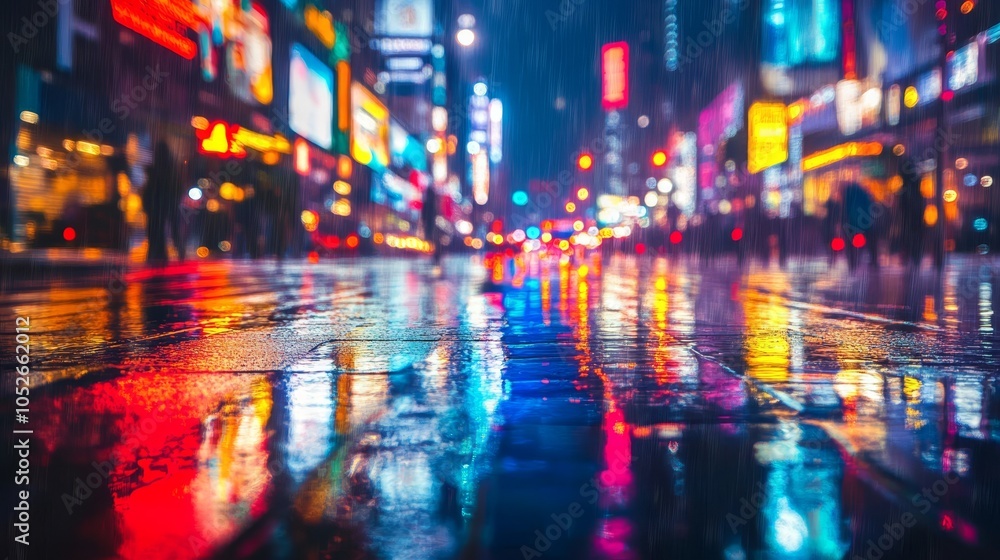 Vibrant Nighttime Reflections in Times Square Vibrant Nighttime Reflections in Times Square