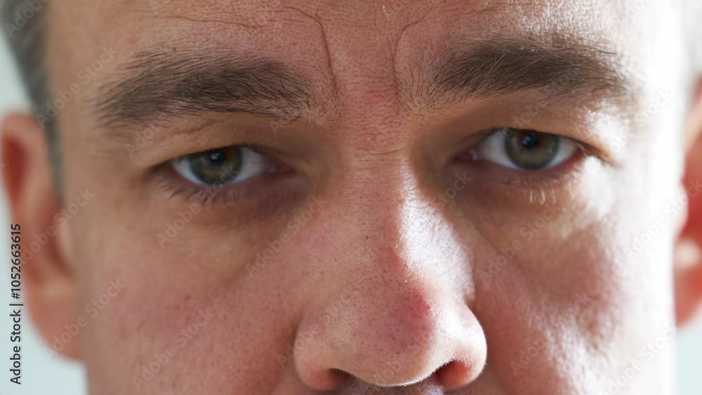 close-up. The face of a man working at a computer. work in the office or at home. fatigue and overload at work. close-up. The face of a man working at a computer. work in the office or at home. fatigue and overload at work.