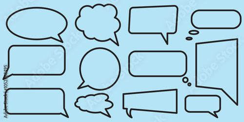 Collection of Line Icons of Speech Bubble. Editable Stroke. Minimalistic Linear Pictogram for Design of Cards, Apps, Banners, Posts