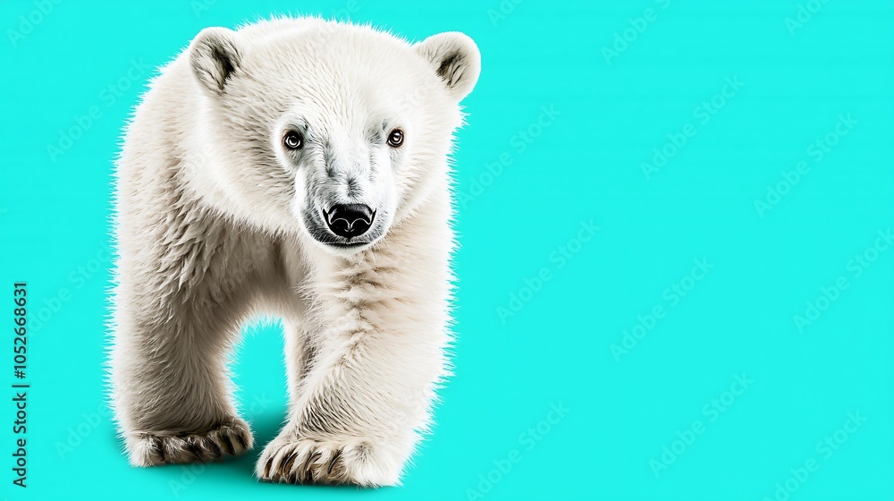 Fototapeta premium Cute Polar Bear on Mint Green Background