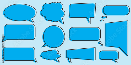 Retro empty comic speech bubbles set with black halftone shadows. Vintage design, pop art style - stock vector.