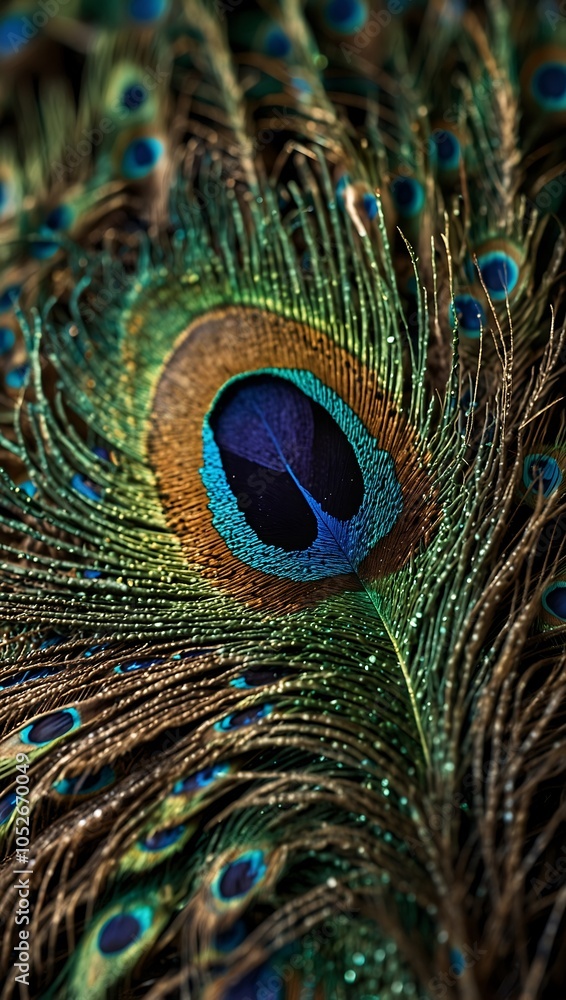 Fototapeta premium Close-up of a peacock feather.