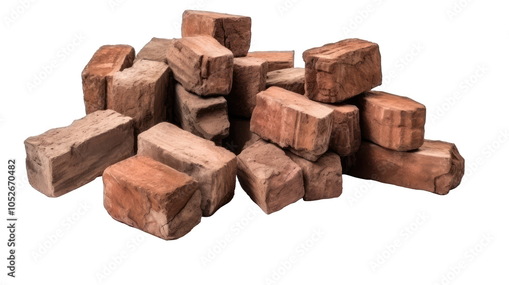 A pile of rustic bricks, suitable for construction or landscapin A pile of rustic bricks, suitable for construction or landscapin