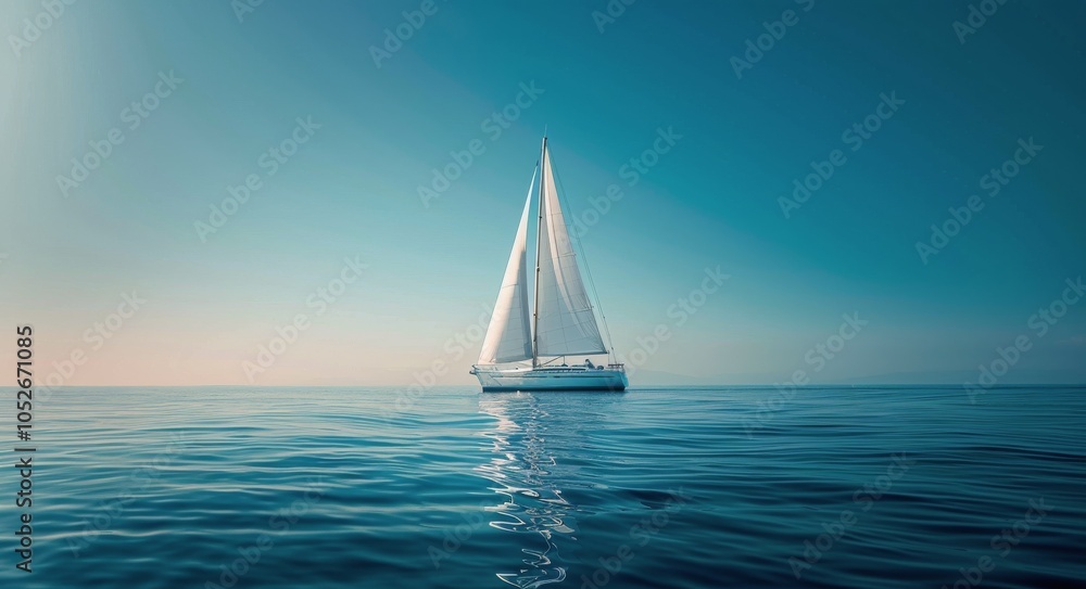 Obraz premium White Sailboat Sailing on Calm Blue Ocean Water During Daytime