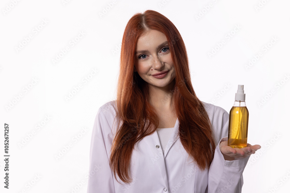 Expert in Beauty Showcasing an Elegant Hair Oil Product for Effective Haircare Solutions Expert in Beauty Showcasing an Elegant Hair Oil Product for Effective Haircare Solutions