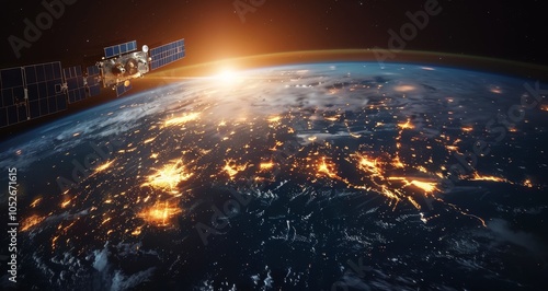 Spacecraft Traveling Through Earths Atmosphere at Night