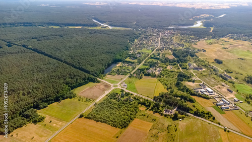 The beauty of Merkine and its surroundings from above, Lithuania. Dzukija national park. photo