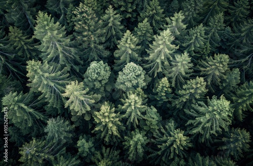 Aerial View of a Dense Evergreen Forest Canopy