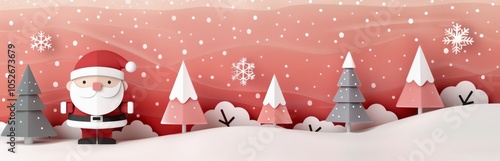Paper Cutout Santa in a Winter Wonderland