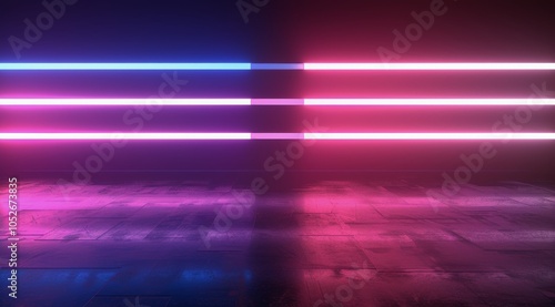 Abstract Neon Lights Background With Pink And Blue Fog