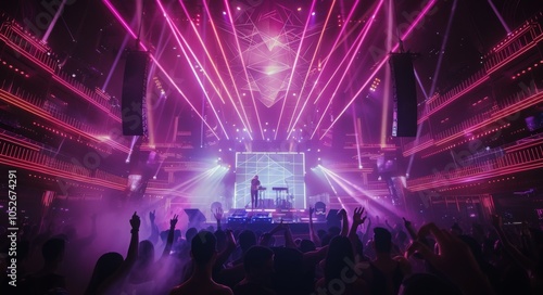 A Night of Music and Lights at a Multi-Level Concert Venue