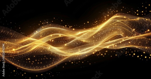 Abstract Gold Glitter Wave Background