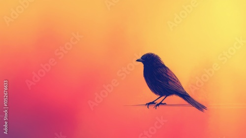 Polygonal bird silhouette against a vibrant gradient background