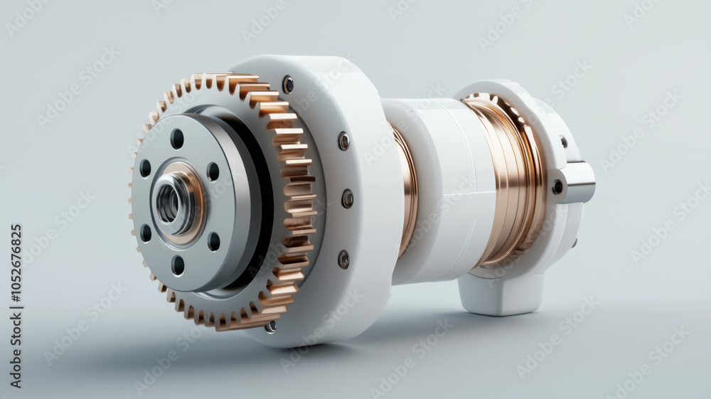 Detailed mechanical drawing of a sophisticated gear system on a white background Detailed mechanical drawing of a sophisticated gear system on a white background
