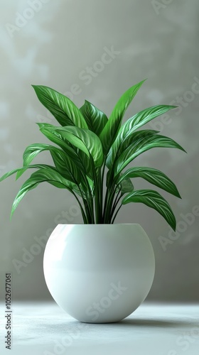 Lush Green Indoor Plant in White Ceramic Pot