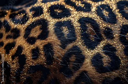 Close Up of Leopard Fur With Gold Glitter
