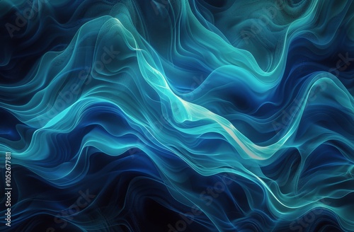 Abstract Green Waves and White Stars in a Dark Night Sky