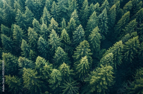 Aerial View of a Dense Evergreen Forest Canopy