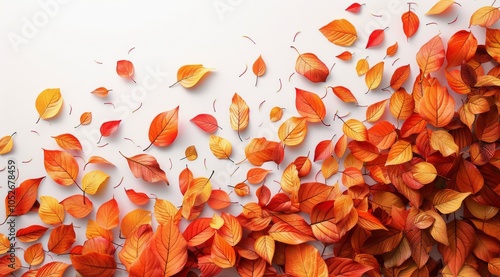Orange Autumn Leaves on White Background