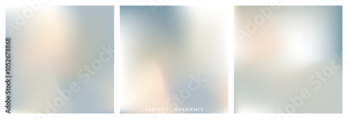 Grey pastel colored square gradient background. Aesthetic neutral bg. Abstract pearl texture. Pale, white color vector banner. Soft light backdrop. Gradient template design for poster, ig, social post