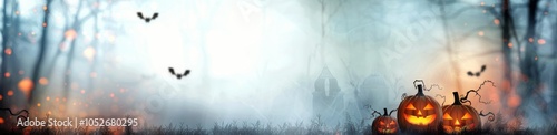 Haunted Forest With Jack-O-Lanterns on Halloween Night