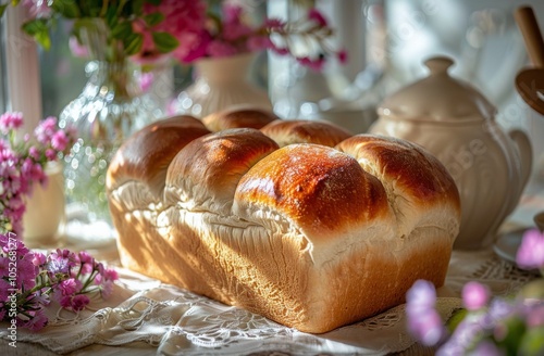 Freshly Baked Loaf Of Bread On Wooden Cutting Board