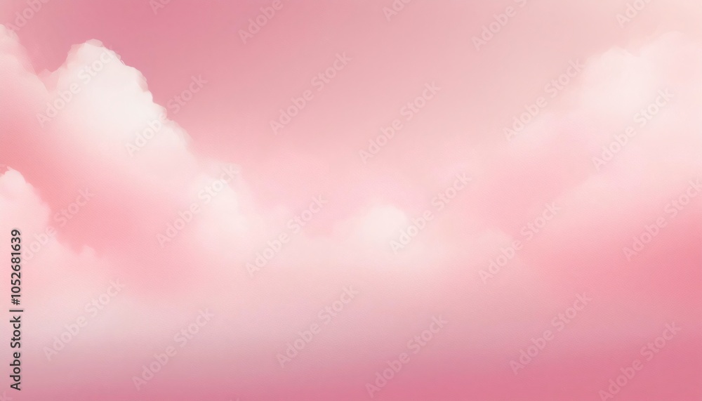 Fototapeta premium Soft pink clouds drift across a pastel sky, creating a serene and dreamy atmosphere