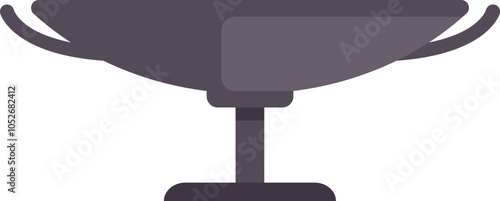 Large empty round brazier standing on a tripod for cooking, frying and roasting meat and vegetables on an open fire