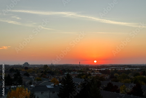 Sunset over the city of Richmond Hill, Ontario, Canada. 