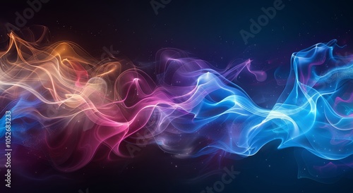 Abstract Colorful Smoke Swirls on Dark Background