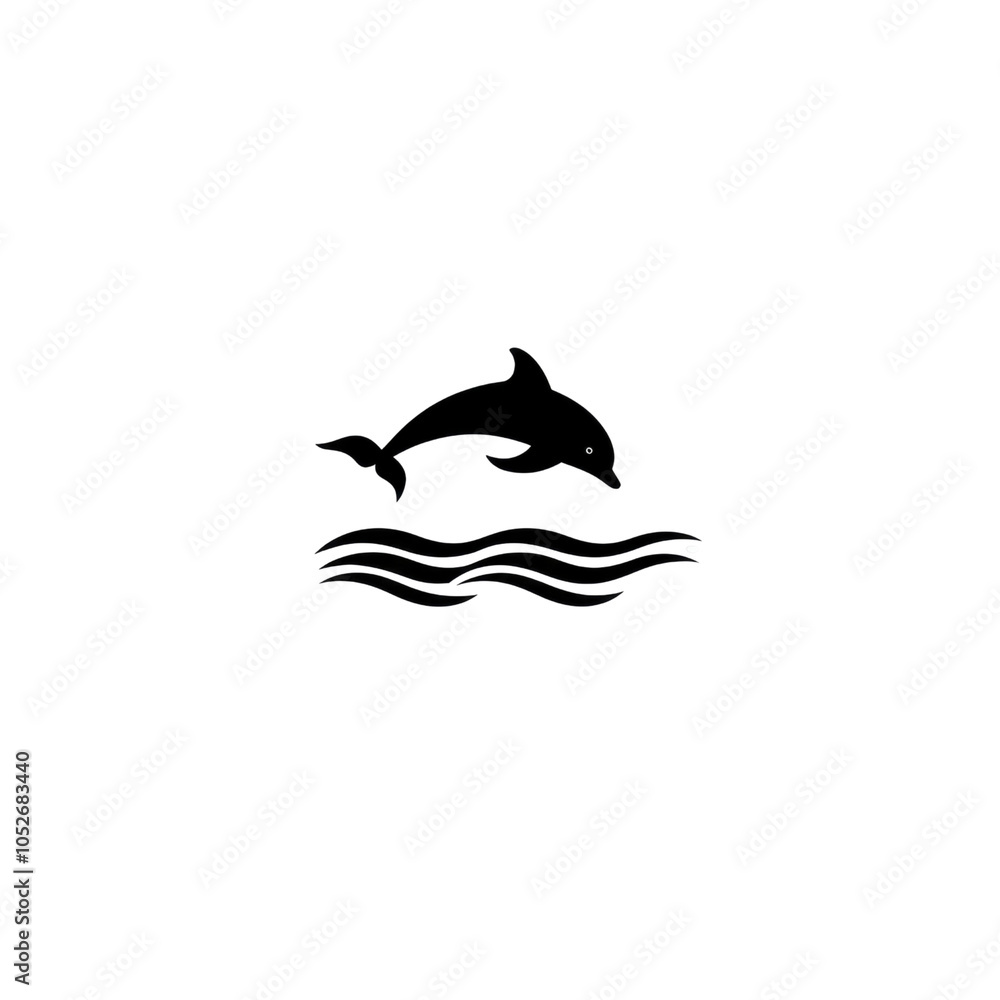 Dolphin silhouette jumping out of the water Dolphin silhouette jumping out of the water