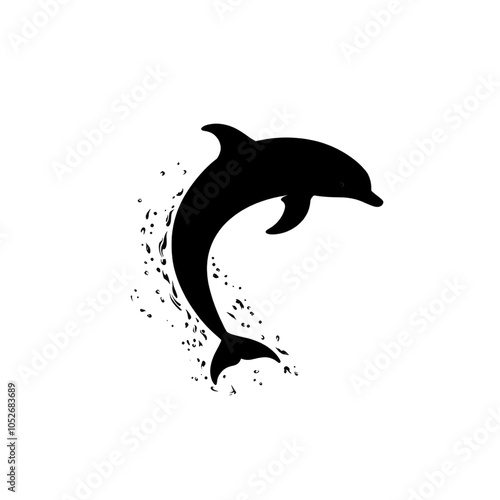 Dolphin Silhouette with Splashes photo