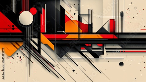 Abstract geometric art with vibrant colors and shapes on textured background