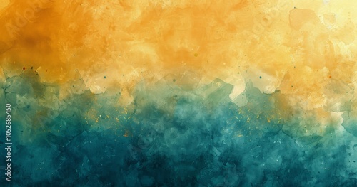 Abstract Watercolor Painting in Yellow and Blue Hues