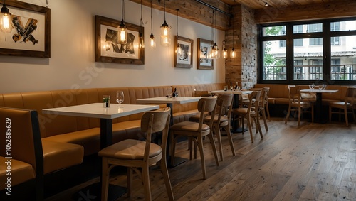 Cozy Restaurant Seating Area Showcasing a Beautiful Wooden Framework