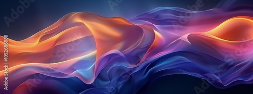 Abstract Digital Art With Vibrant Red, Orange, Pink, And Blue Wavy Lines On A...