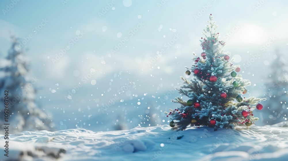 Obraz premium Happy New Year greeting card with Christmas tree