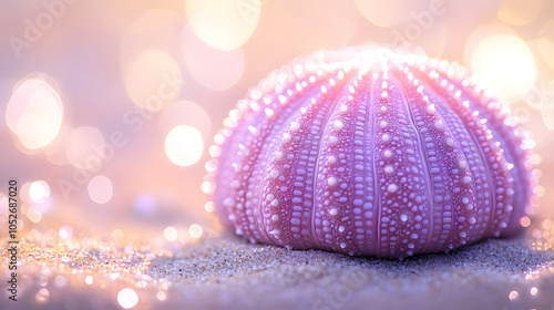 A Stunning Close-Up of a Neon Pink Sea Urchin (Toxopneustes pileolus) in its Vibrant Ocean Habitat photo