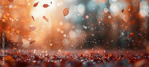 Autumn Leaves Falling in Sunlight
