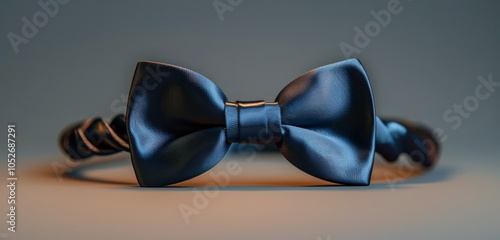 Black Bow Tie With Ribbon on Gray Background